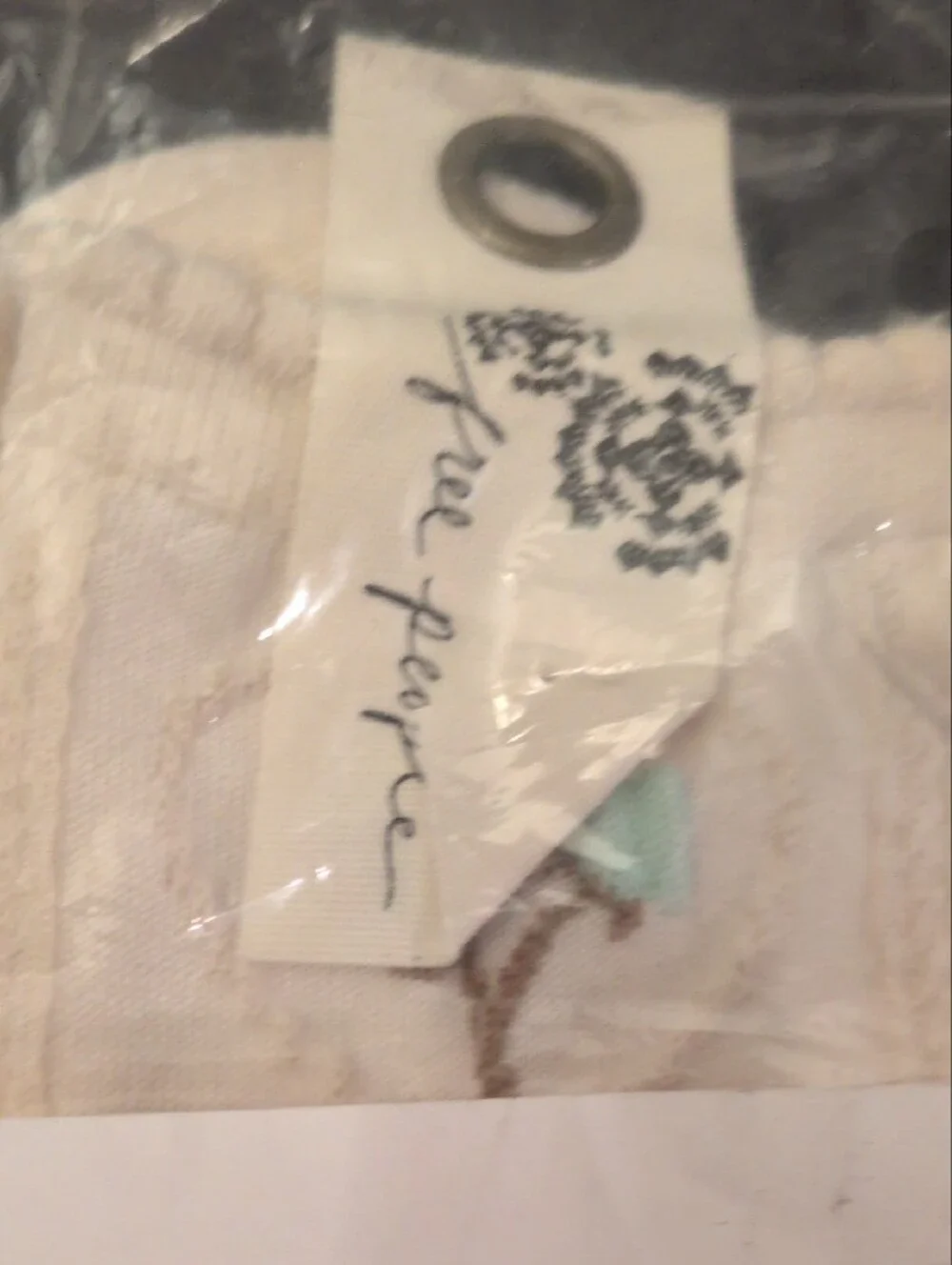 Free People Women’s Cream Knit Socks With Blue Flowers